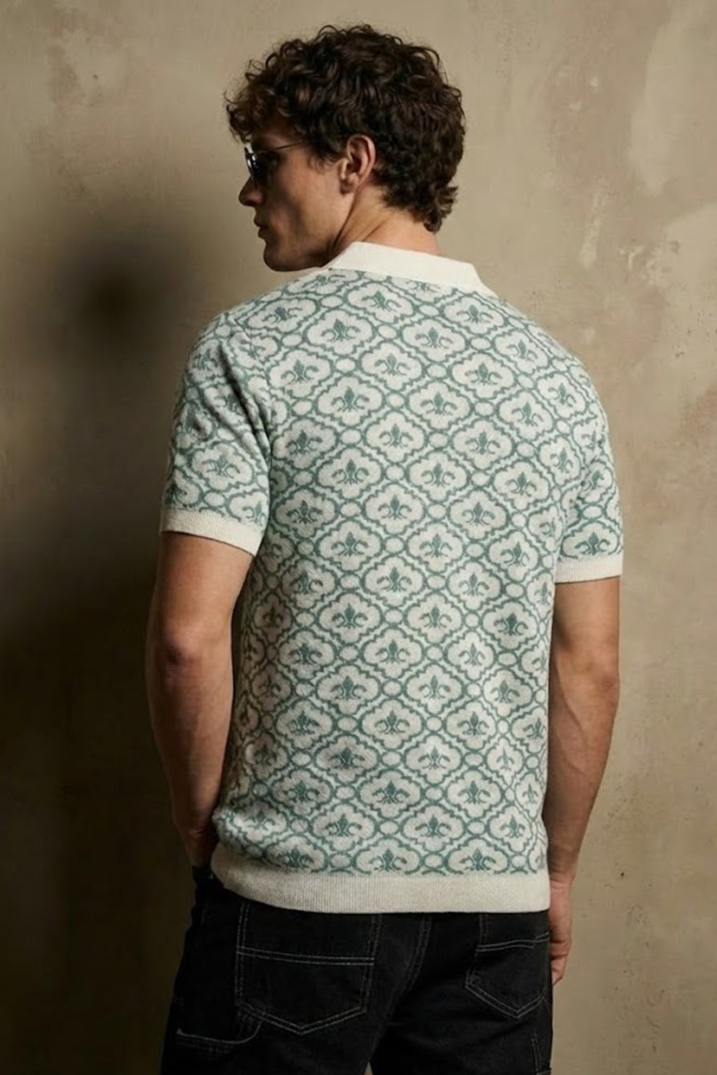 Sky Blue Jacquard Textured Regular Fit Exclusive Polo T-Shirt