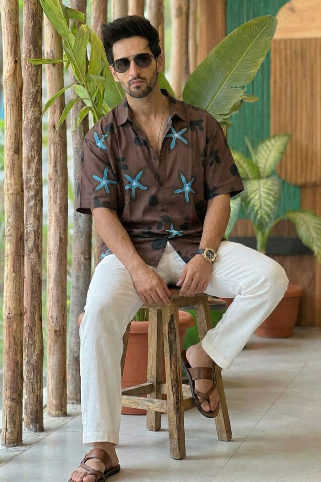 Midnight Star Brown All Over Print Oversized Exclusive Shirt