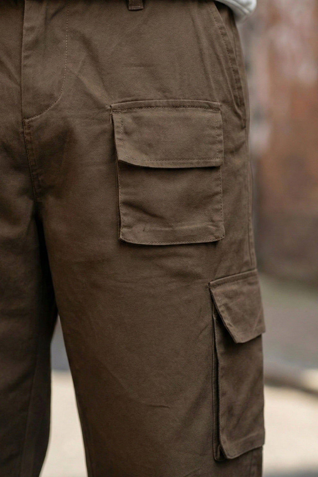 Brown Pure Cotton Baggy Fit 6 Pocket Cargo