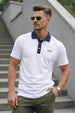 White Contrast Collar Economic Regular Fit Pique Polo