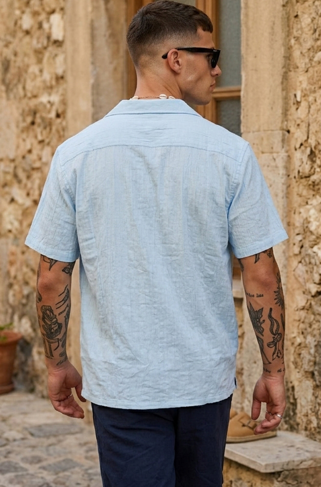 Feather Feel Sku Blue Oversized Plain Double Layer Exclusive Cotton Shirt