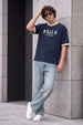 Build Navy Oversized Printed T-shirt