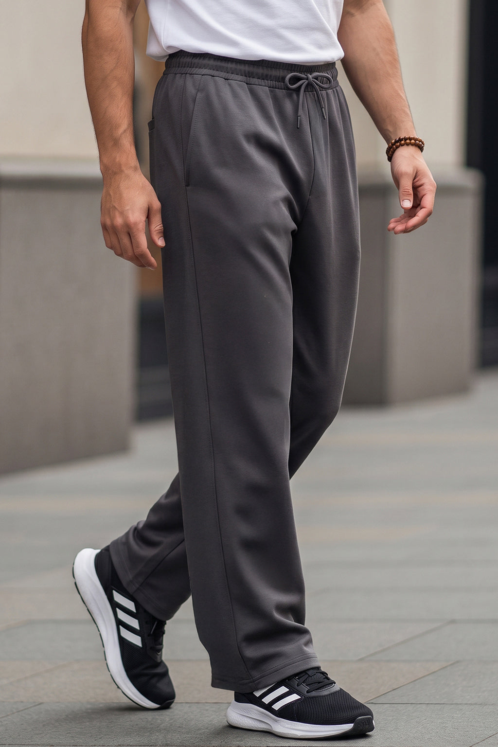 Grey Minimalist Loopknit Loose Fit Streetwear Jogger