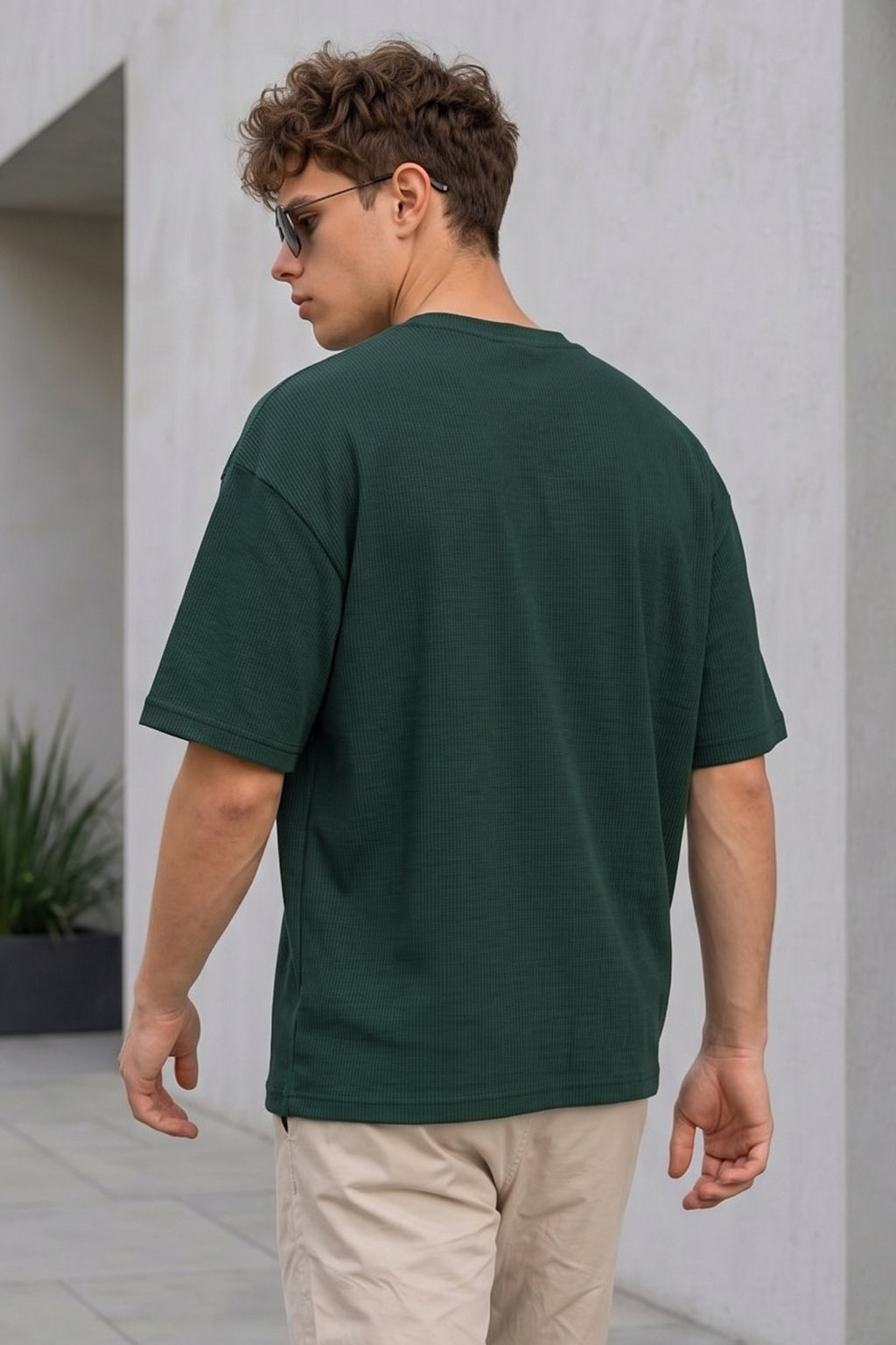Dollar Teal Green Oversized Textured T-shirt