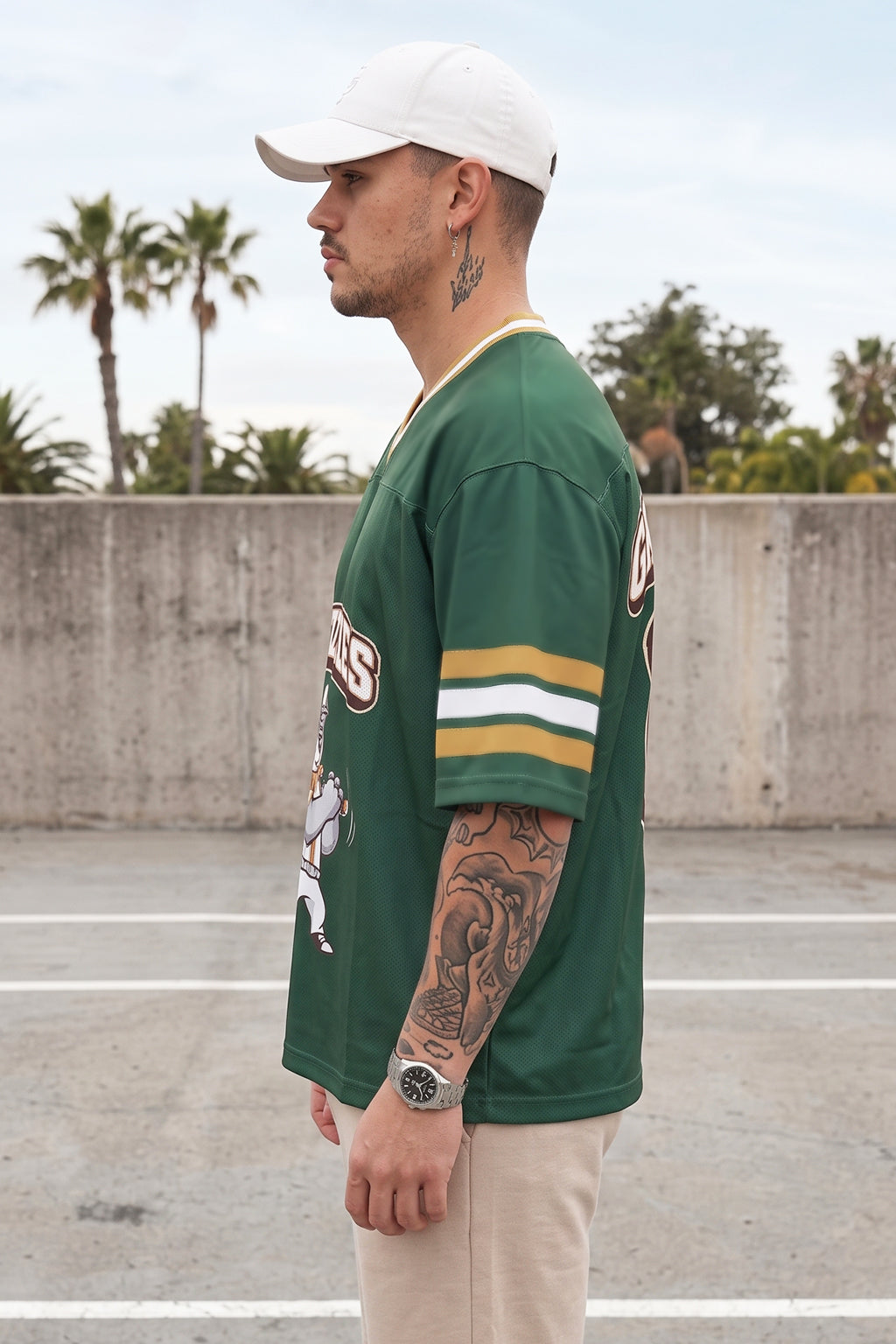Grizzlies Green Varsity Collar Oversized T-Shirt