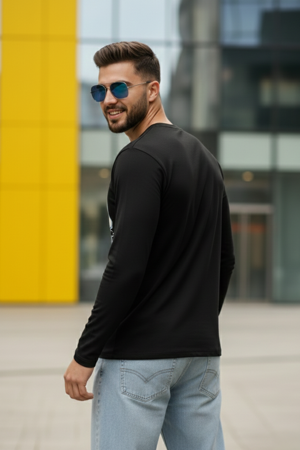 Road Speed Black Full Sleeves Regular Fit Printed T-shirt