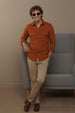 Rust Plain Relaxed Fit Full Sleeve Dual Pocket Utility Exclusive Shirt