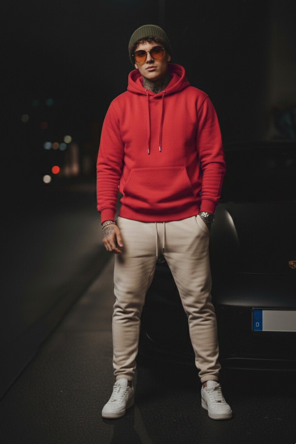 Red Plain Regular Fit Hoodie