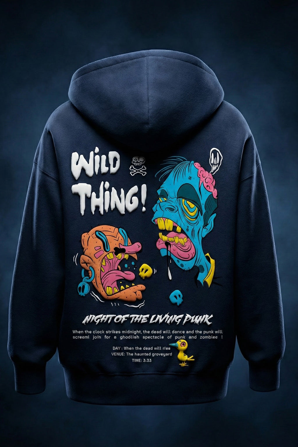 Wild Thing Grey Oversized Puff Printed Exclusive Hoodie