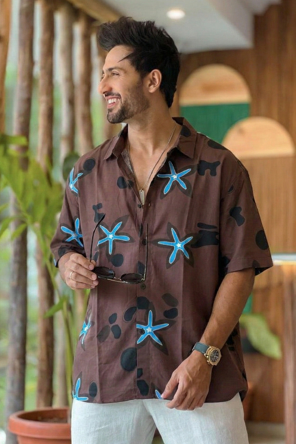 Midnight Star Brown All Over Print Oversized Exclusive Shirt