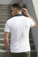 White Contrast Collar Economic Regular Fit Pique Polo