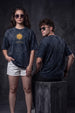 कर्म Navy Acid Washed Printed Exclusive T-shirt Epic Collection For Women