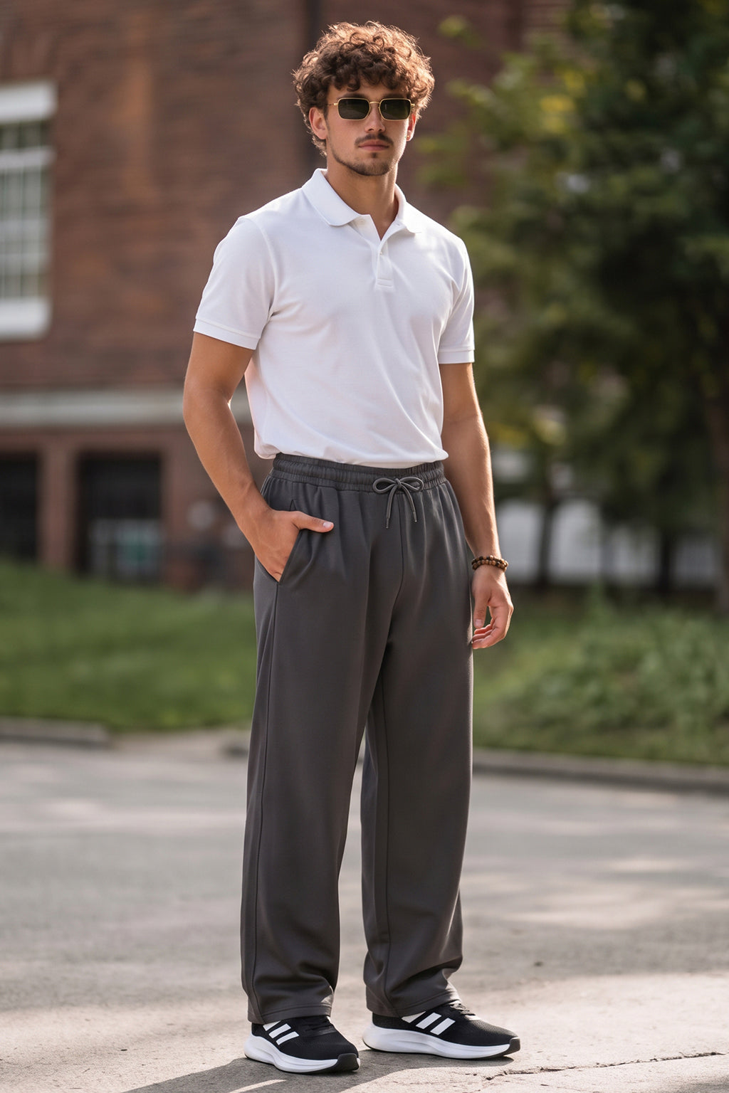 Grey Minimalist Loopknit Loose Fit Streetwear Jogger