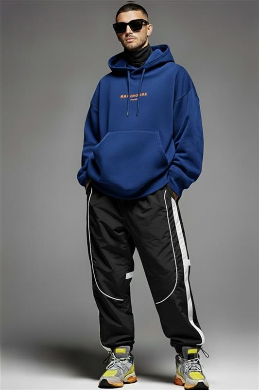 Dark Grey Contrast Stripe Relaxed Fit Nylon Exclusive Jogger