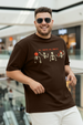 Till Death Brown Graphic Printed Plus Size T-shirt