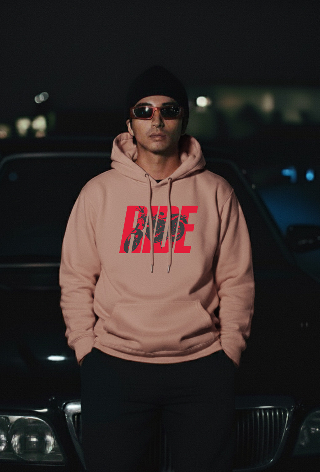 Ride Peach Oversized Printed Hoodie