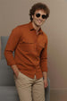 Rust Plain Relaxed Fit Full Sleeve Dual Pocket Utility Exclusive Shirt