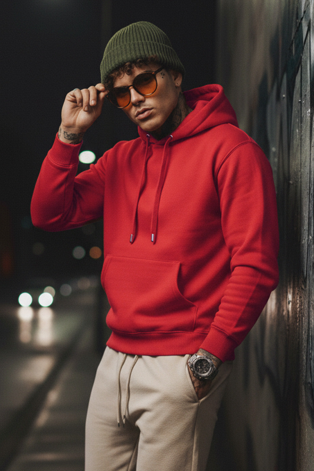 Red Plain Regular Fit Hoodie