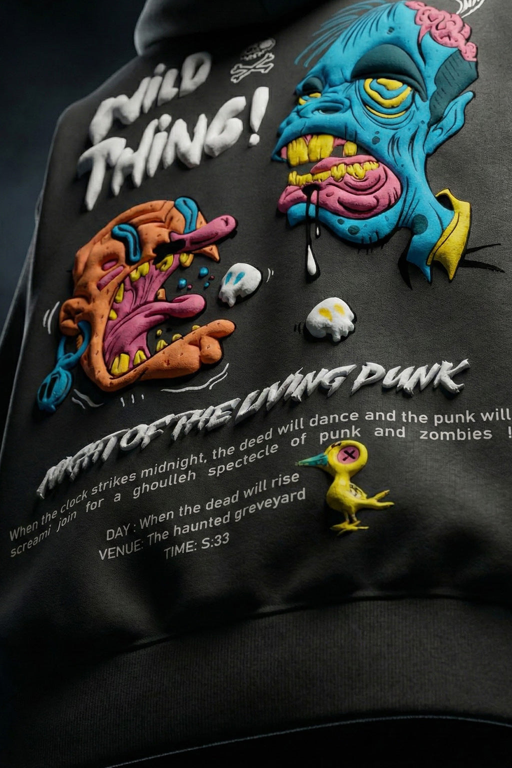 Wild Thing Grey Oversized Puff Printed Exclusive Hoodie