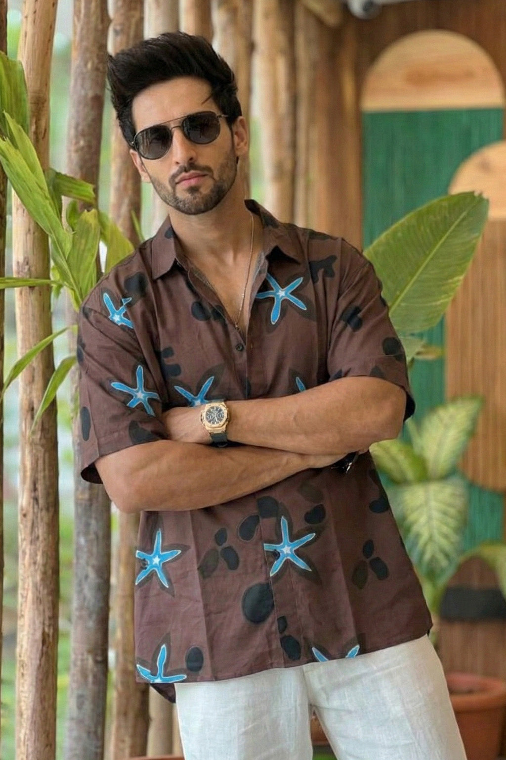 Midnight Star Brown All Over Print Oversized Exclusive Shirt