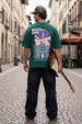 MYSTIC ROCK Green Oversized Back Graphic Printed T-shirt