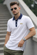 White Contrast Collar Economic Regular Fit Pique Polo