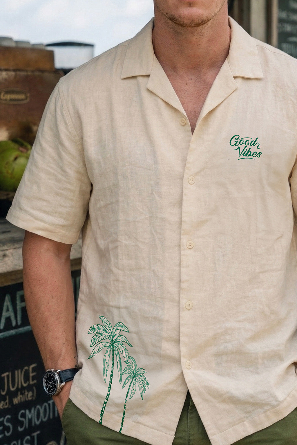 Good Vibes Swanwhite Oversized Printed Exclusive Shirt