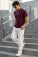 Maroon Tipped Regular Fit Exclusive Pique Lycra Polo T-Shirt