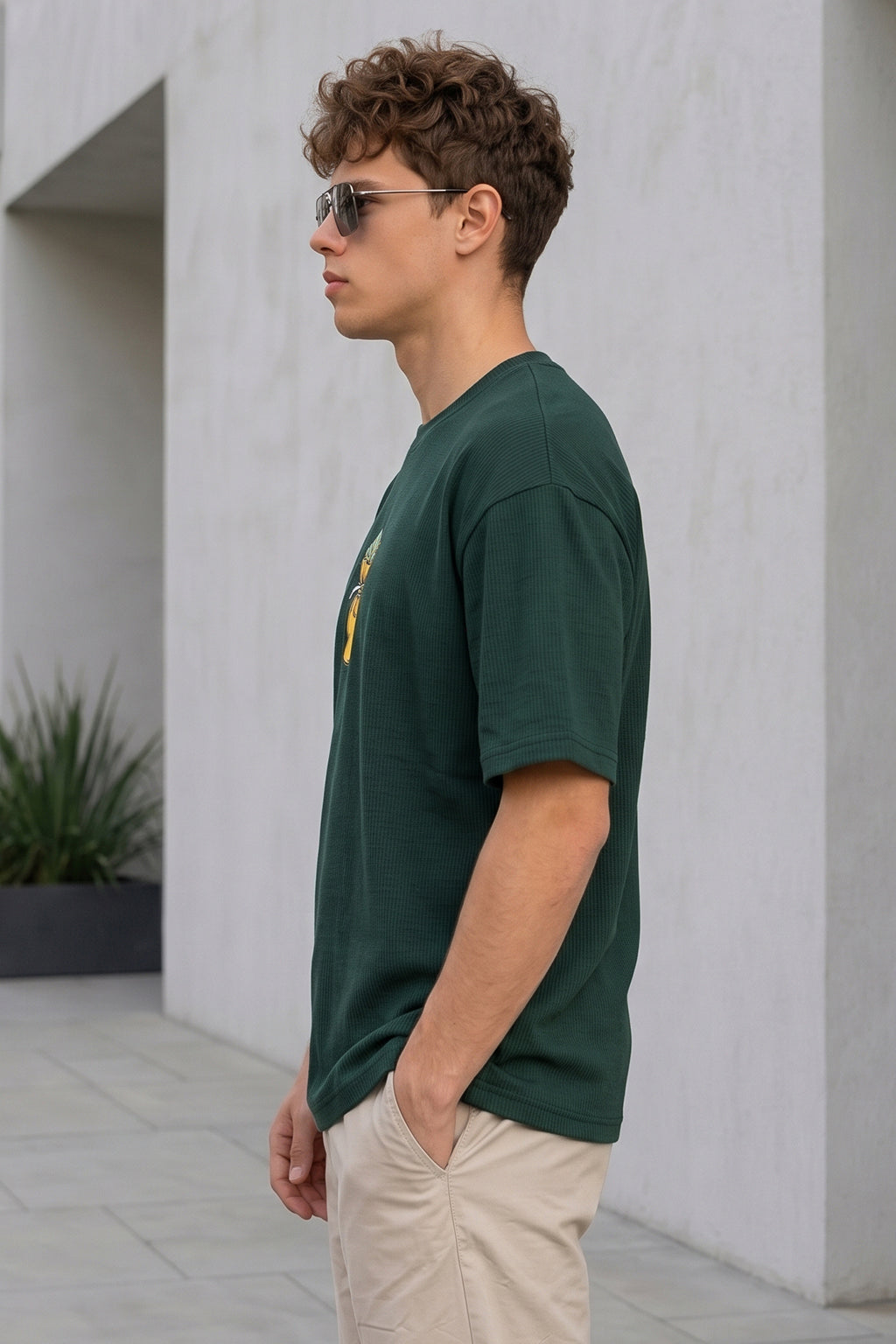 Dollar Teal Green Oversized Textured T-shirt