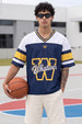 Whatever Navy Varsity Collar Oversized T-Shirt
