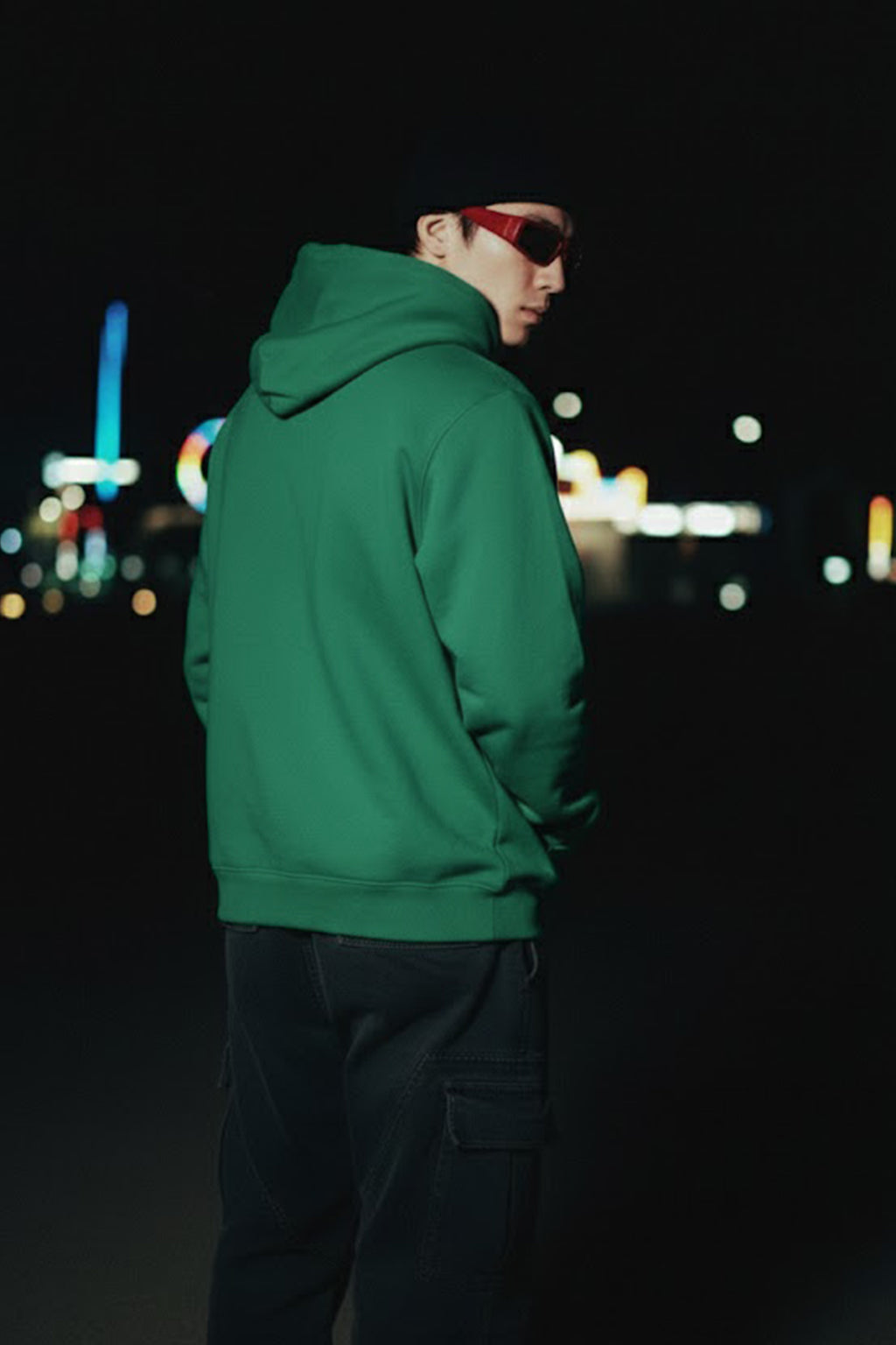 New jersey Green Oversized Printed Hoodie