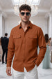 Rust Plain Relaxed Fit Full Sleeve Dual Pocket Utility Exclusive Shirt