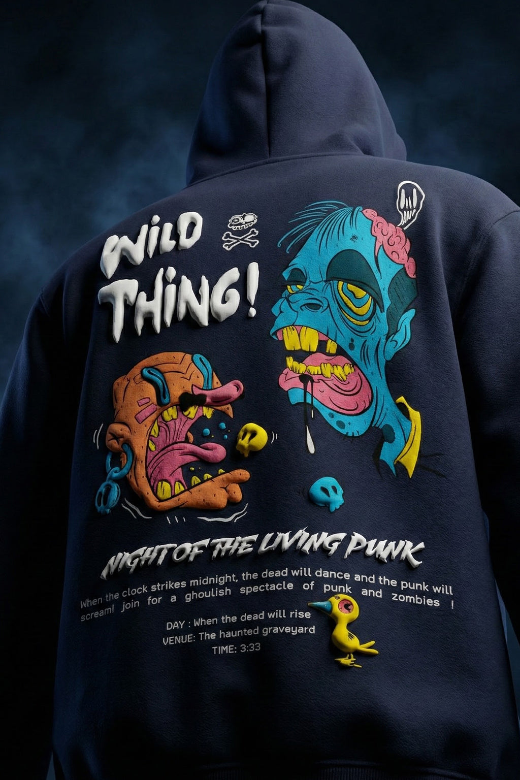 Wild Thing Grey Oversized Puff Printed Exclusive Hoodie