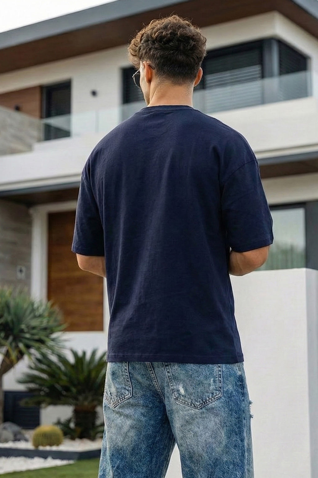 Navy Plain Oversized T-shirt