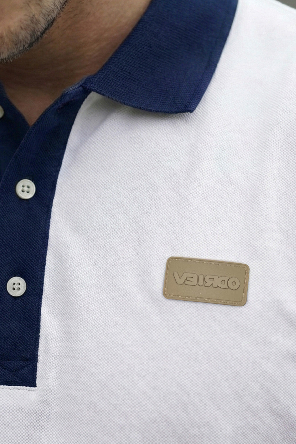 White Contrast Collar Economic Regular Fit Pique Polo