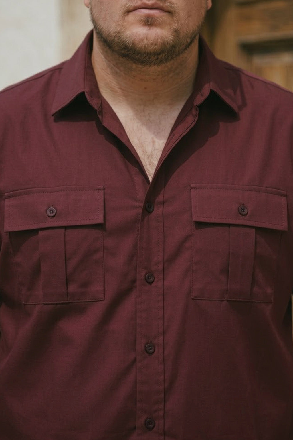 Brown Plus Size Half Sleeve Dual Pocket Utility Exclusive Shirt