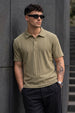 Olive Cross Lining Jacquard Regular Fit Button Polo