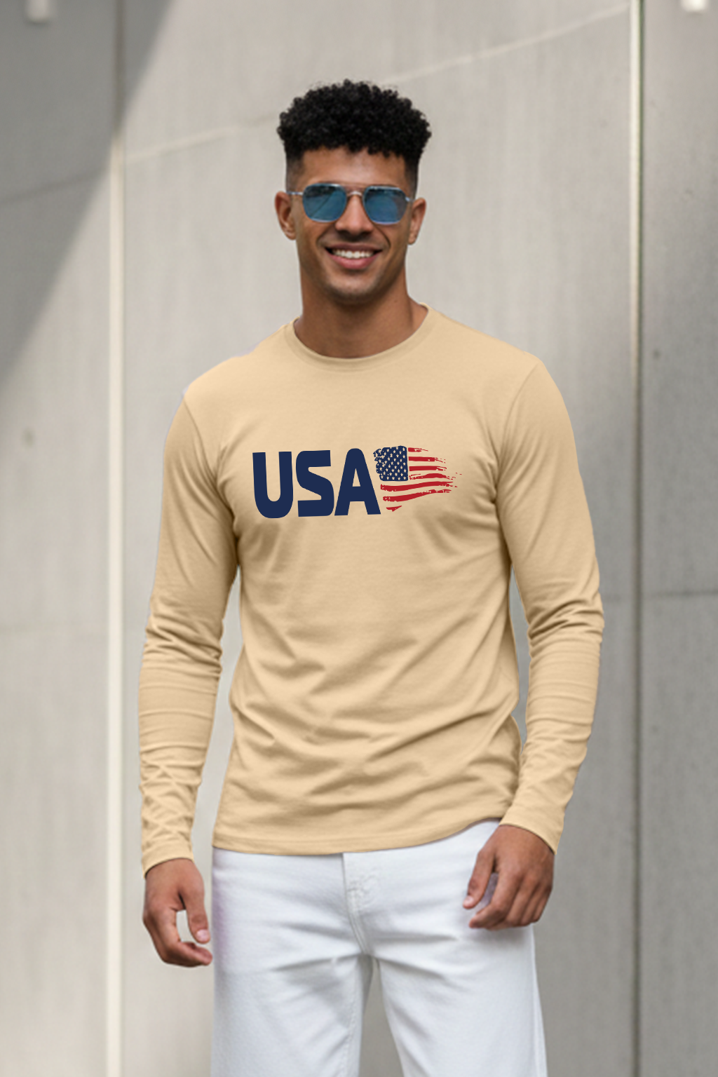 USA Swanwhite Full Sleeves Regular Fit Printed T-shirt