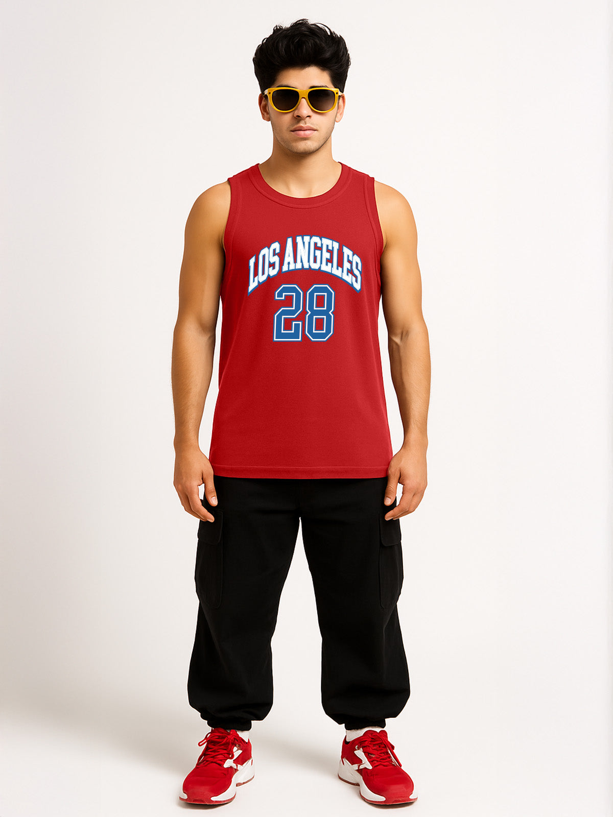 Los Angeles Red Regular Fit Printed Vest