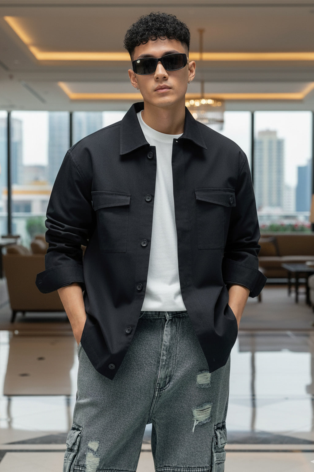 Black Veirdo Exclusive Premium Button Detail Exclusive Shacket