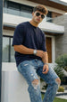 Navy Plain Oversized T-shirt