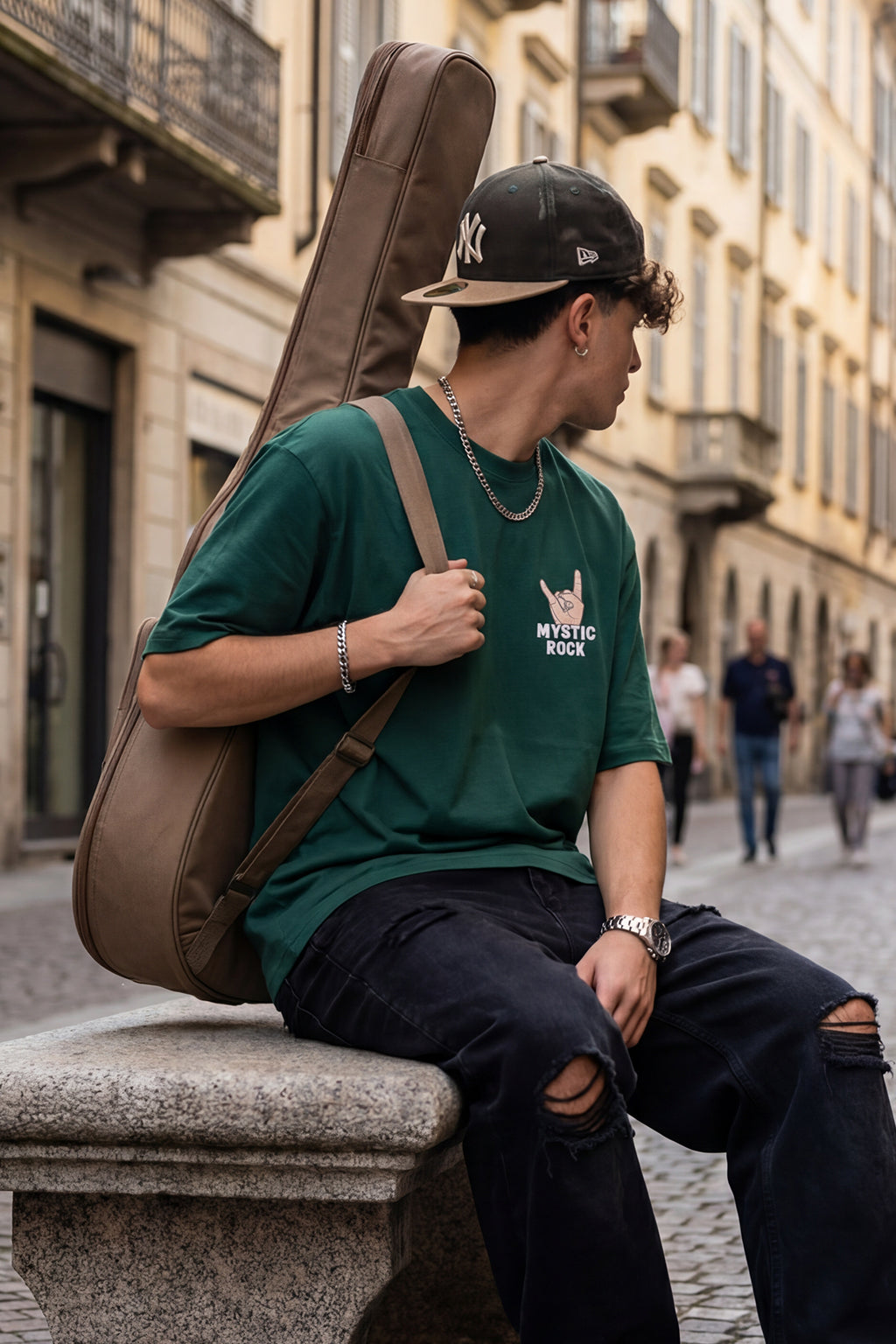 MYSTIC ROCK Green Oversized Back Graphic Printed T-shirt