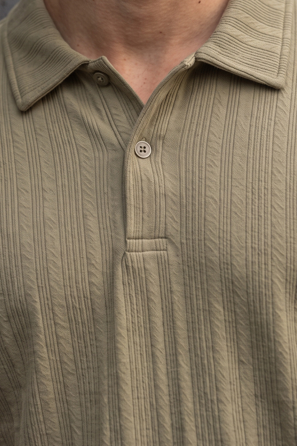 Olive Cross Lining Jacquard Regular Fit Button Polo