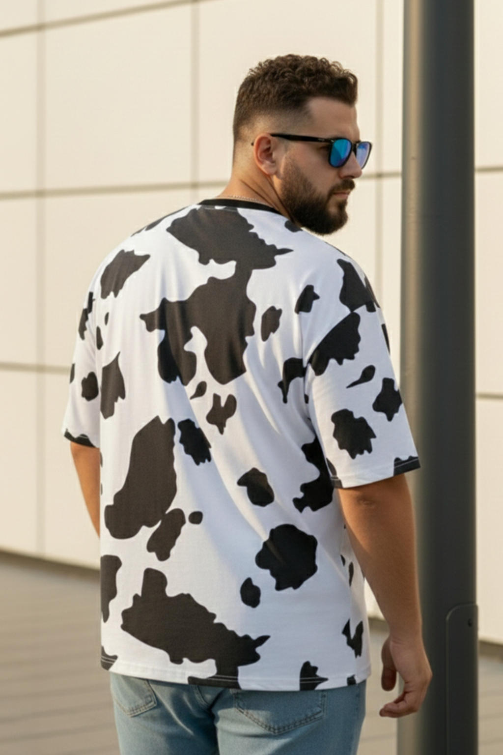 Cow Black & White Graphic Printed Plus Size T-shirt