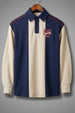 Veirdo Beige & Navy Oversized Full Sleeve Exclusive Polo T-shirt