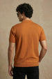 Rust Yelllow Stripped Flatknit Textured Regular Fit Exclusive Polo T-Shirt
