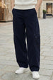 Navy 8 Pocket Woven Baggy Fit Exclusive Cargo Pant