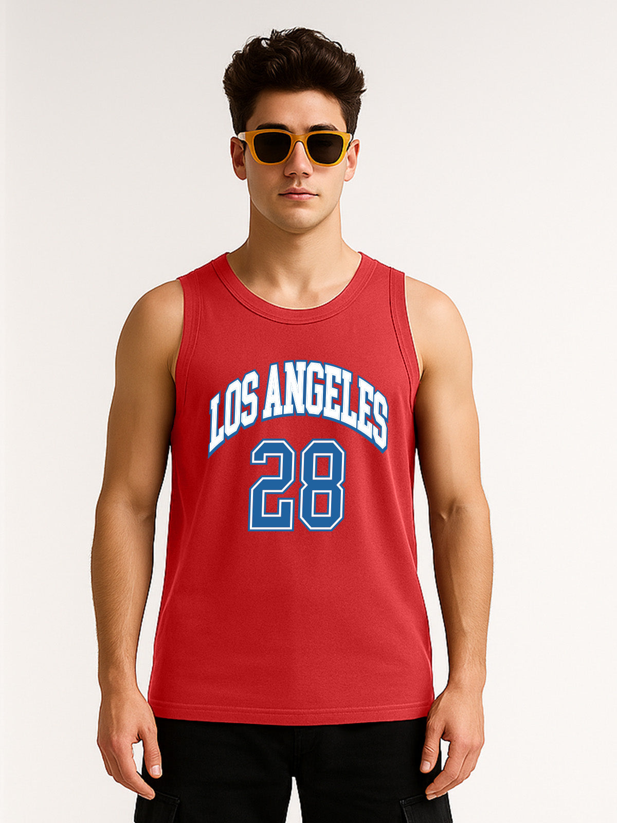 Los Angeles Red Regular Fit Printed Vest