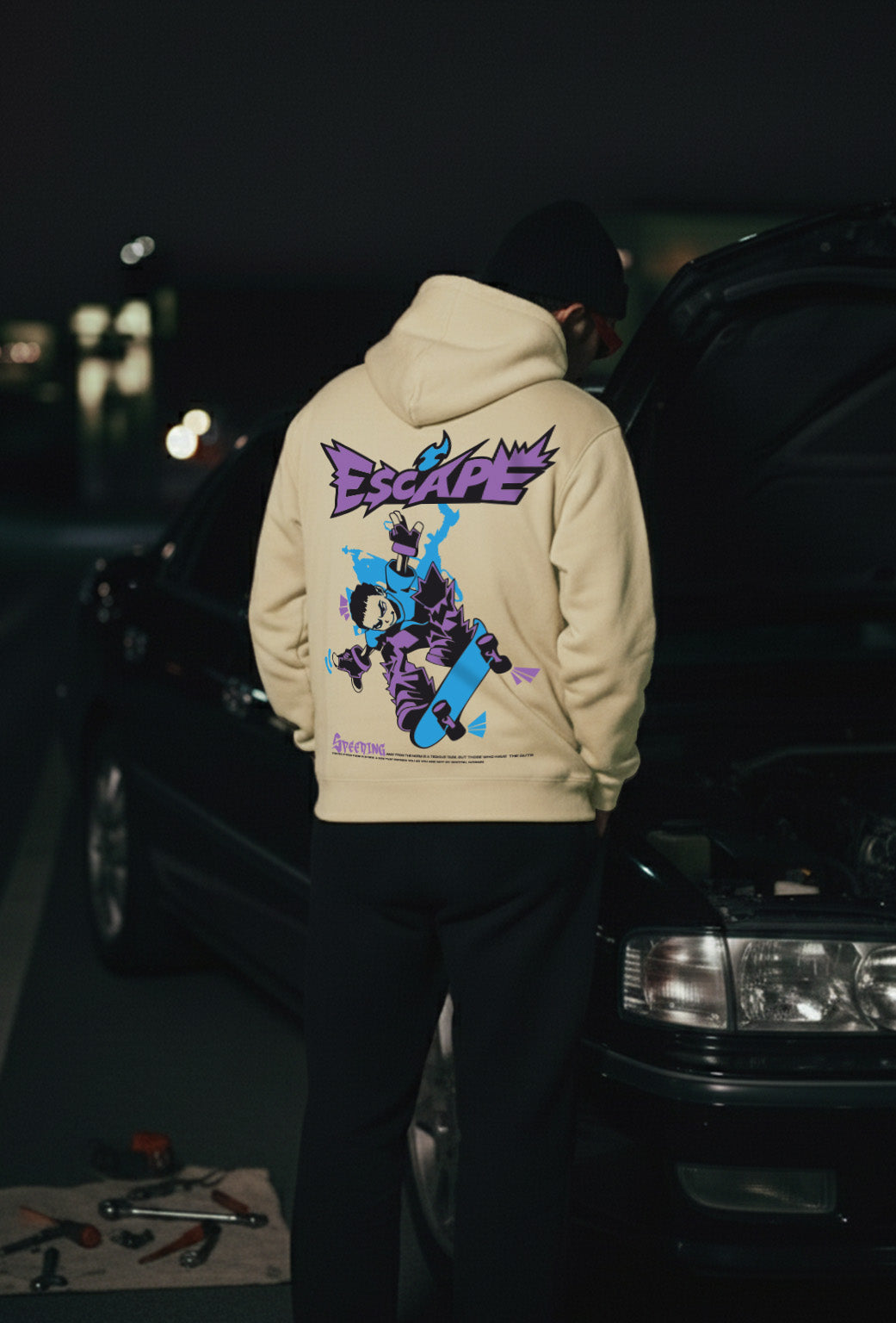 Escape Soyabean Oversized Printed Hoodie