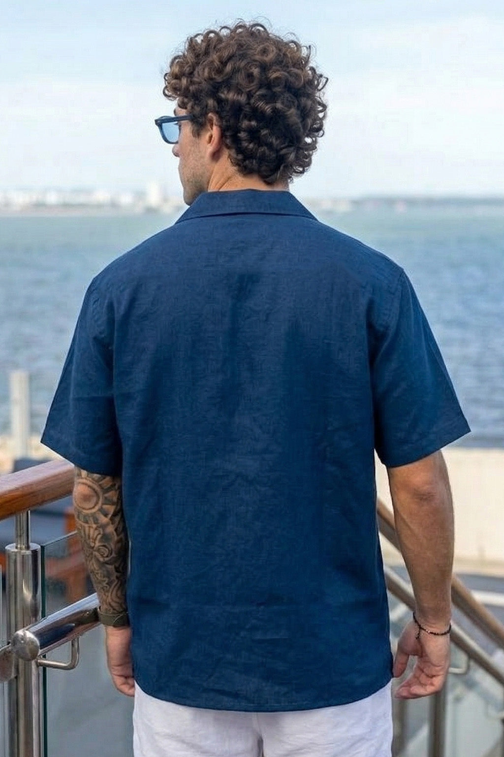 Flowerpot Navy Oversized Sticker Printed Exclusive Shirt